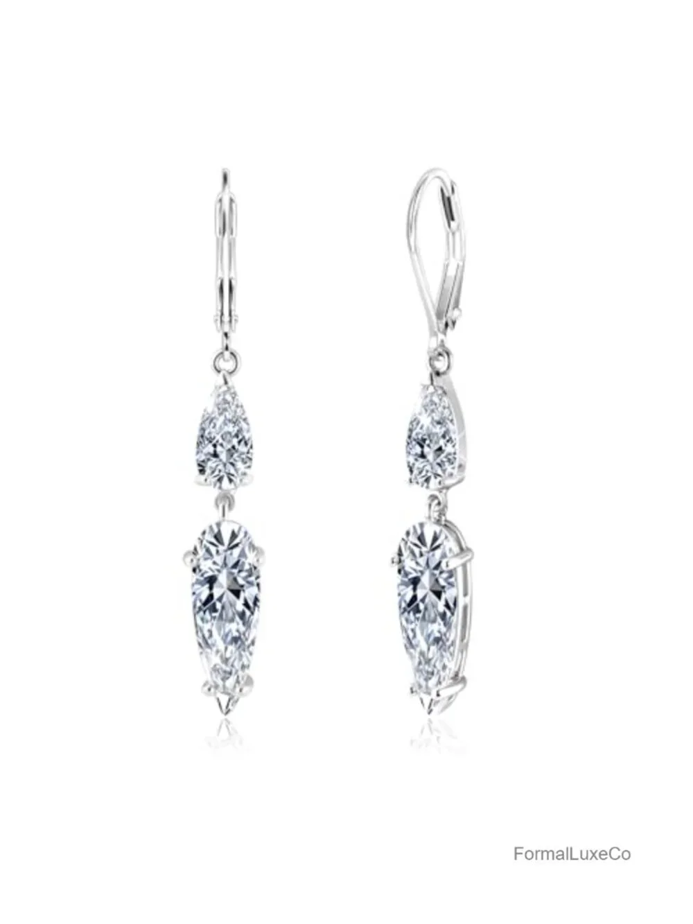 Hypoallergenic Sterling Silver Post Teardrop Dangle Earrings Leverback CZ Drop